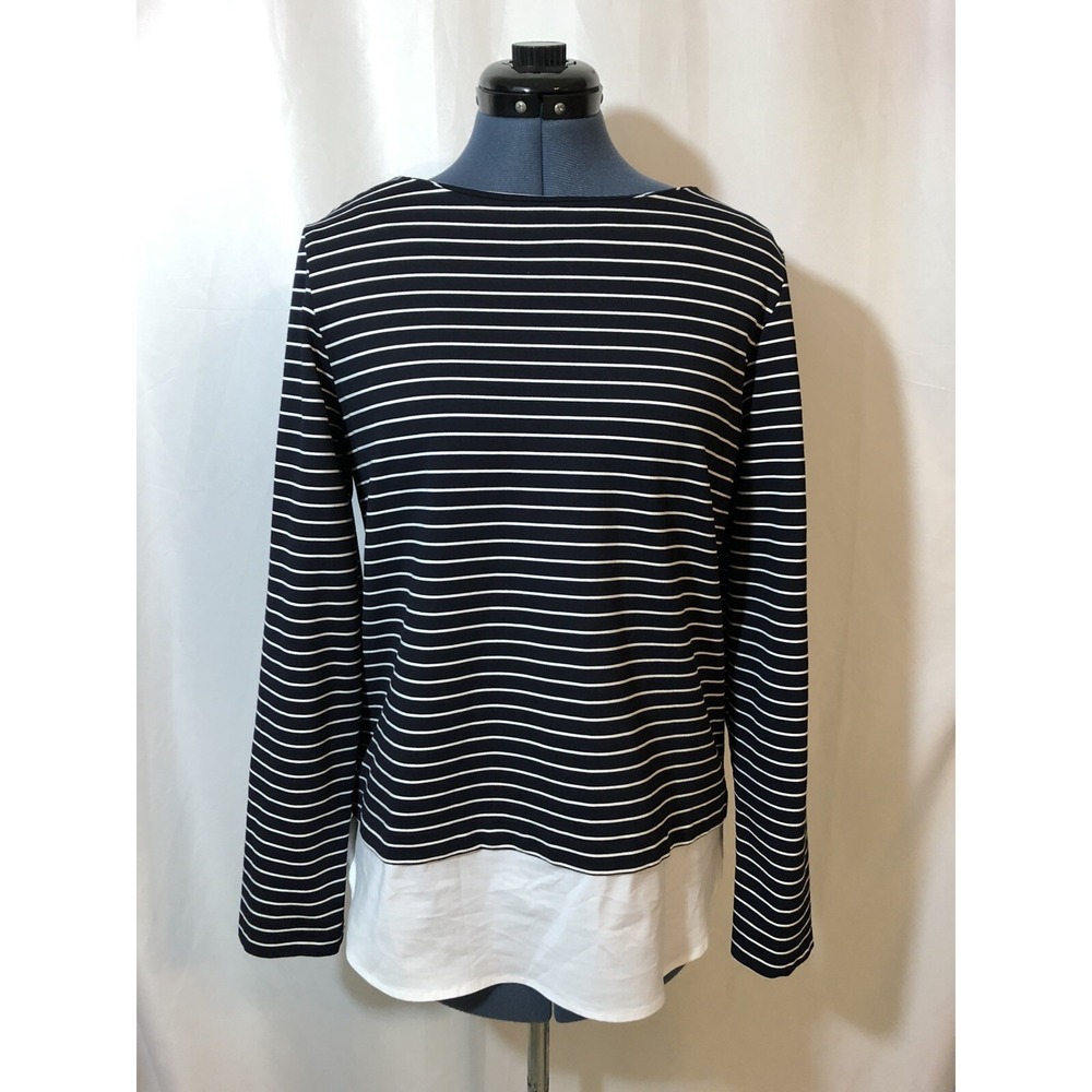Anthropologie Finley Blue Striped Longsleeve Layered Top Nautical Preppy Y2K S